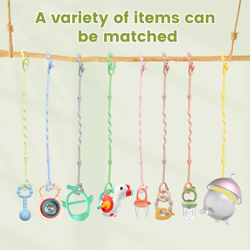 RTMOK Toy Straps for Baby,Silicone Setpacifier Clip,Applies to Car Seat Toy,Teether Toy,High Chair,Stroller Accessories,Baby Toy Clips,Cribs,Rocking Chair ï»¿ - Image 3