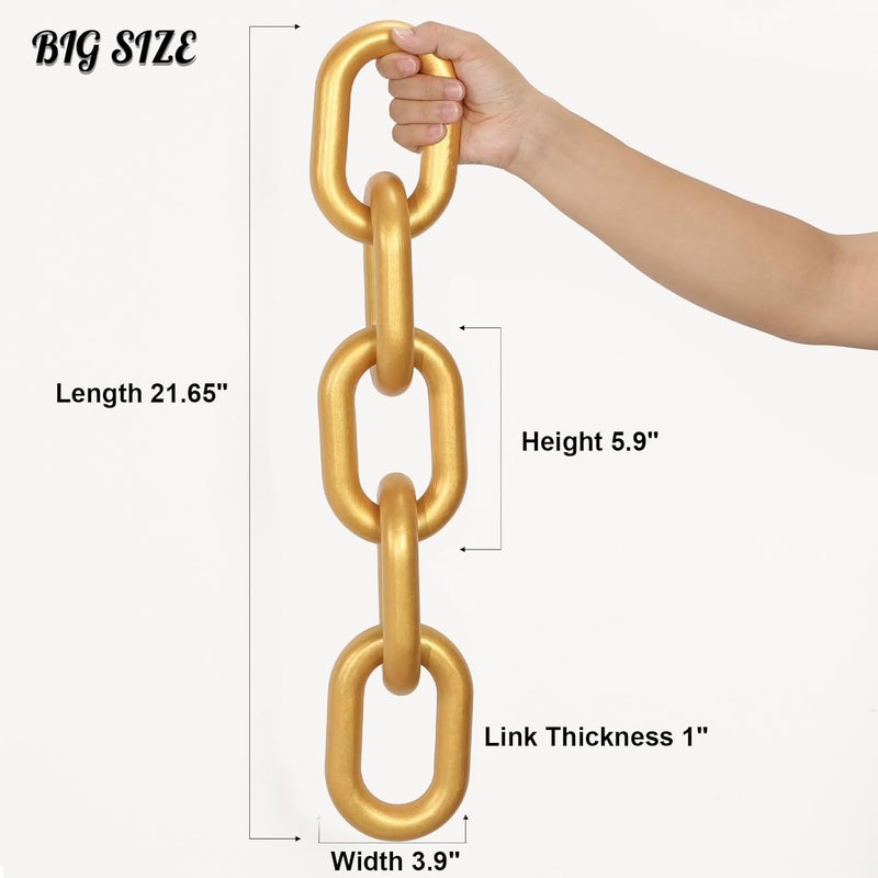 HMASYO Golden Wood Chain Link Decor, 5-Link Wooden Decorative Chain Home Decor Accents, Coffee Table Decor, Shelf Decor Aesthetic, Modern Bookshelf Table Decorative Objects for Living Room - Image 3