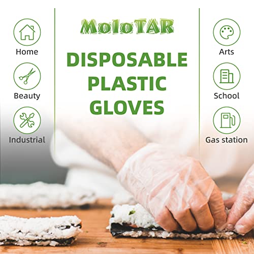 MoloTAR 100 pcs Plastic Disposable Gloves,Disposable Gloves, One Size Fits Most - Image 4