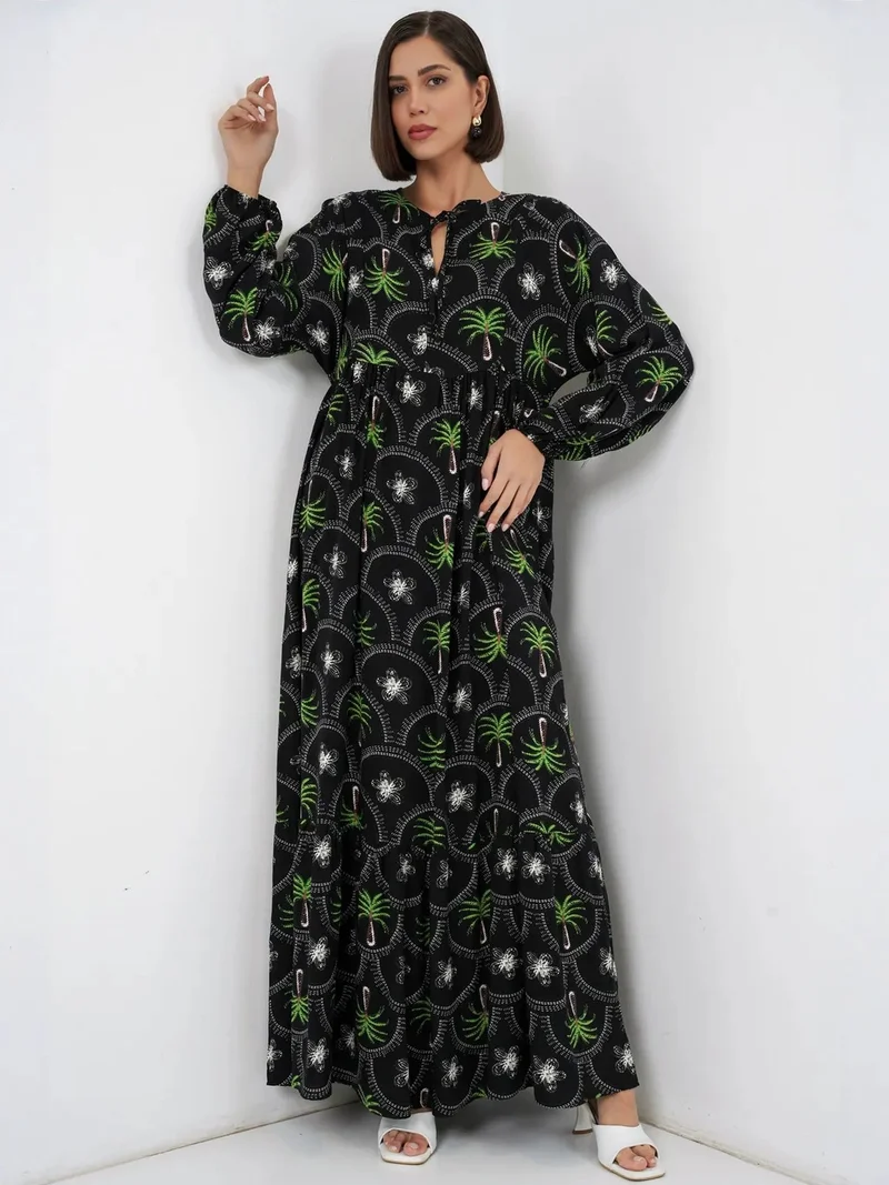 بيغ دارت BDART Tropical Printed Maxi Dress with Button Closure