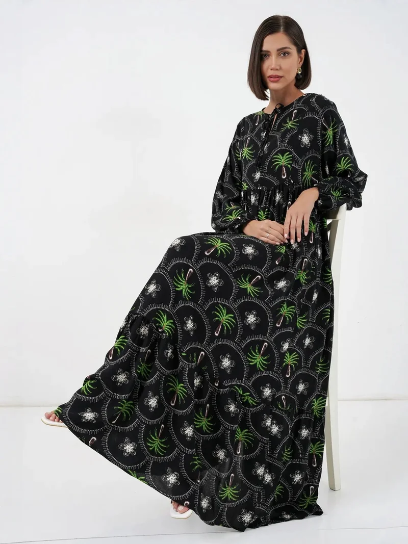 بيغ دارت BDART Tropical Printed Maxi Dress with Button Closure