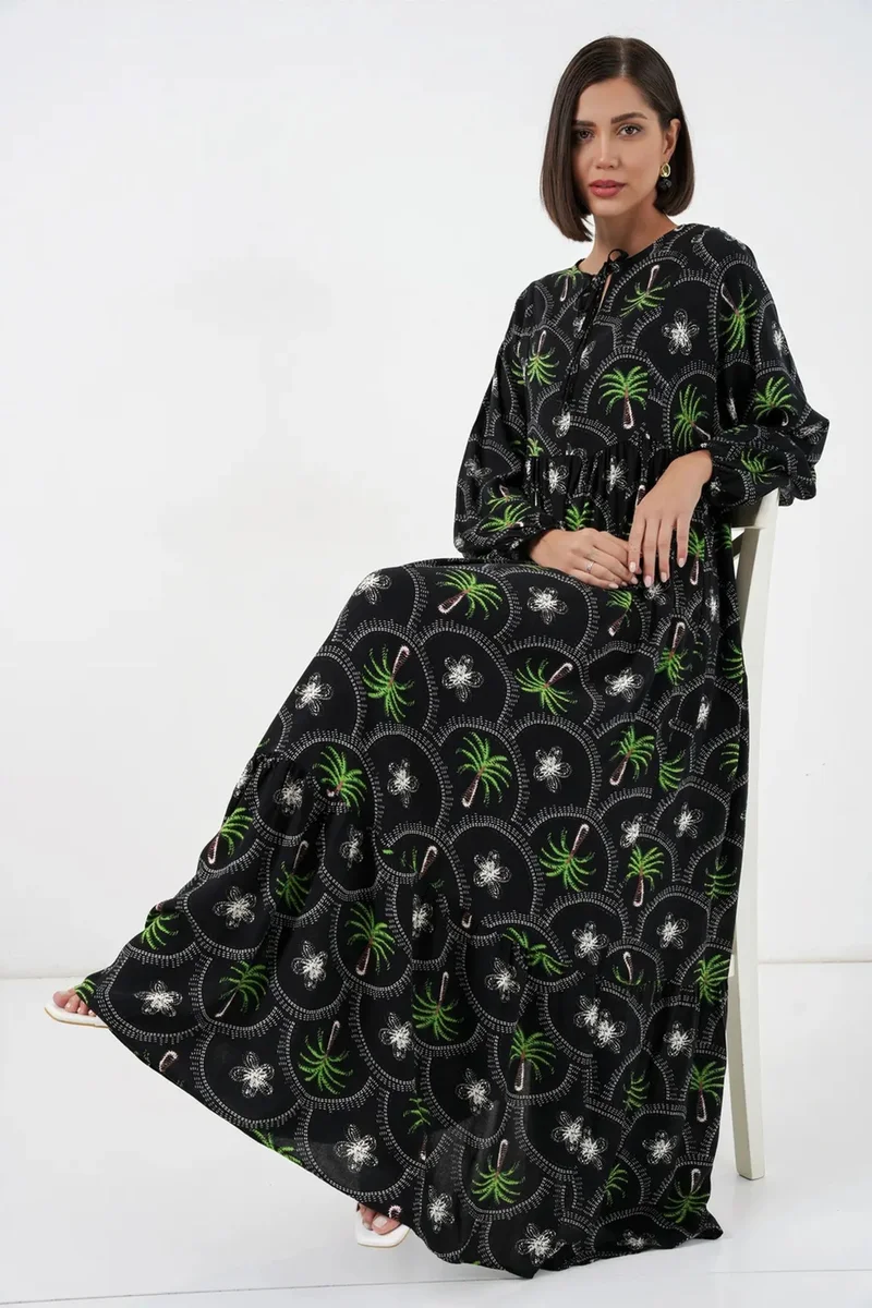 بيغ دارت BDART Tropical Printed Maxi Dress with Button Closure
