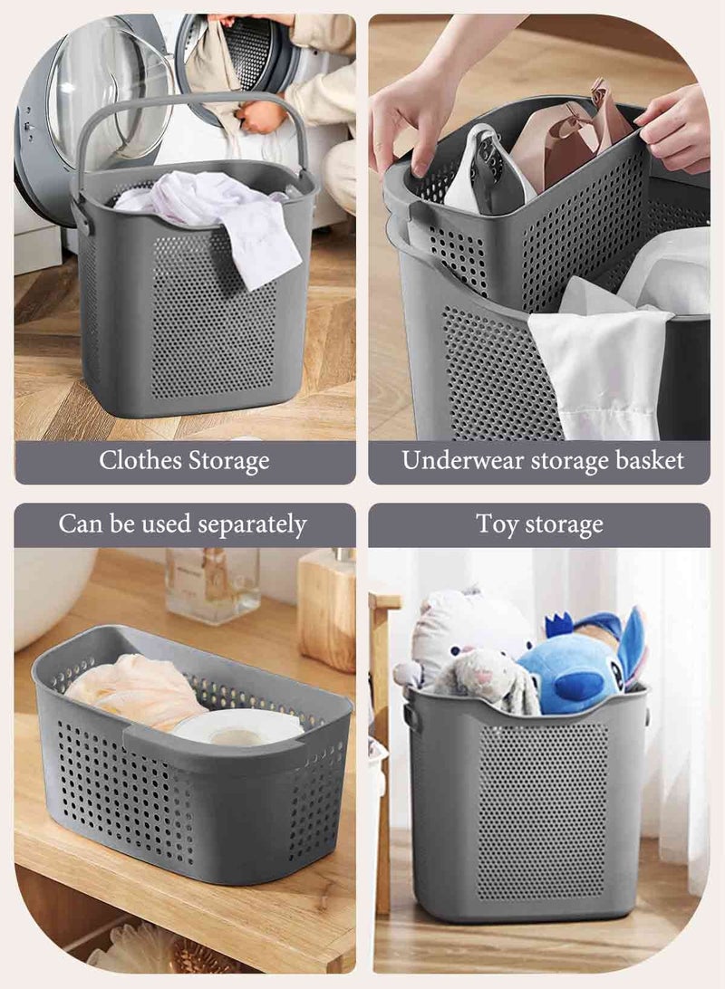 HomarKet Plastic Laundry Basket, Plastic Washing Baskets Dirty Clothes Hamper with Handles, Laundry Hamper Storage Basket with Underwear Basket for Storage Clothes in Bedroom, Bathroom  - Image 2