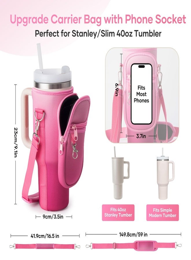 linmaya Water Bottle Carrier Bag with Phone Pocket for Stanley Cup 40/30oz,Insulated Neoprene Water Bottle Holder Cross-boday Bag with Adjustable Shoulder & Handheld Strap Stanley Cup Accessories - Image 3