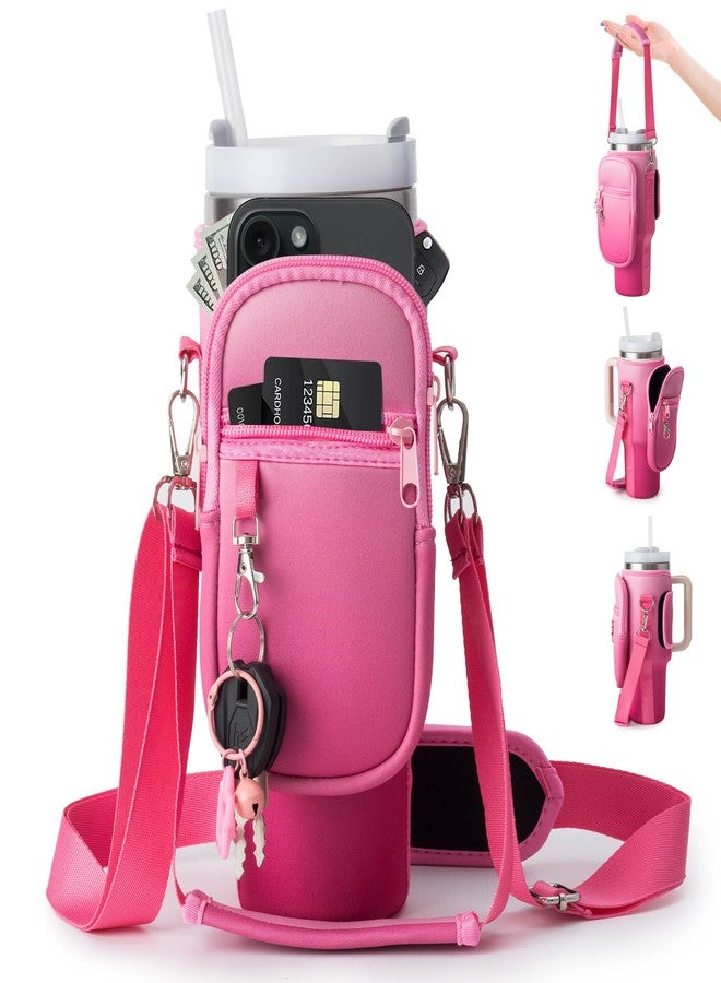 linmaya Water Bottle Carrier Bag with Phone Pocket for Stanley Cup 40/30oz,Insulated Neoprene Water Bottle Holder Cross-boday Bag with Adjustable Shoulder & Handheld Strap Stanley Cup Accessories - Image 1