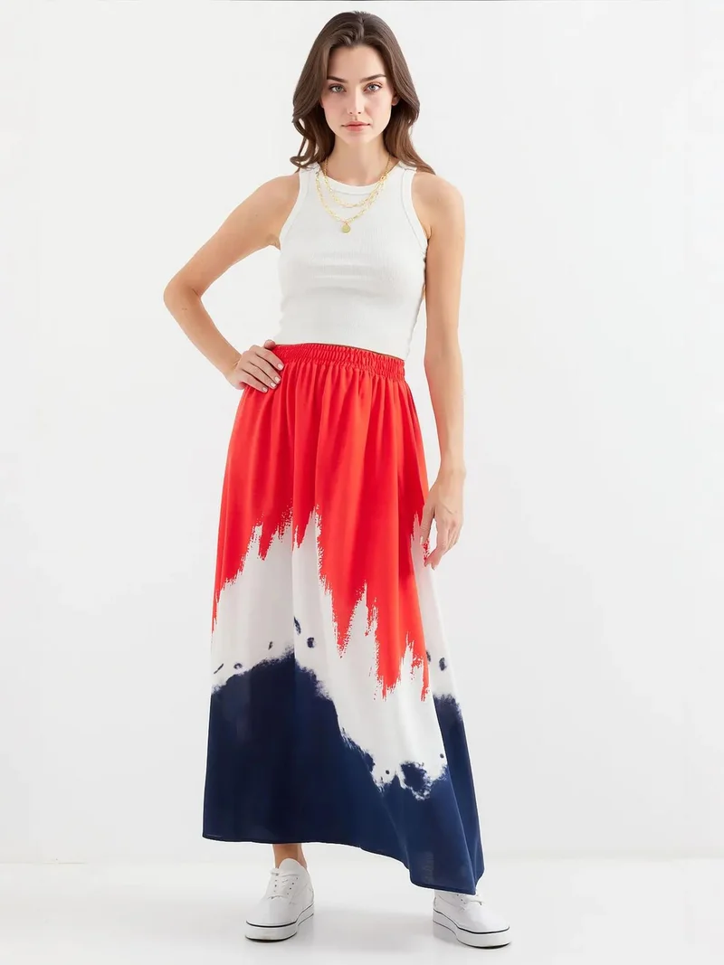 بيغ دارت تنورة ماكسي متدرجة من  بخصر مطاطي