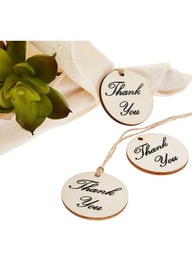 Juvale 100Pack Thank You Wood Tags With Twine For Wedding And Baby Shower Themed Party Favors 1.5 Inches - Image 4