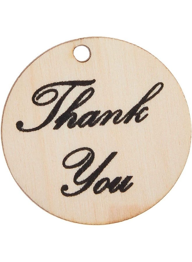 Juvale 100Pack Thank You Wood Tags With Twine For Wedding And Baby Shower Themed Party Favors 1.5 Inches - Image 3