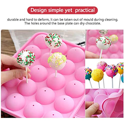 AKINGSHOP 20-Cavity Silicone Cake Pop Mold Set With Lollipop Sticks, Treat Bags, Twist Ties - For Cake Pops, Lollipops, Hard Candy, and Chocolate - Image 2
