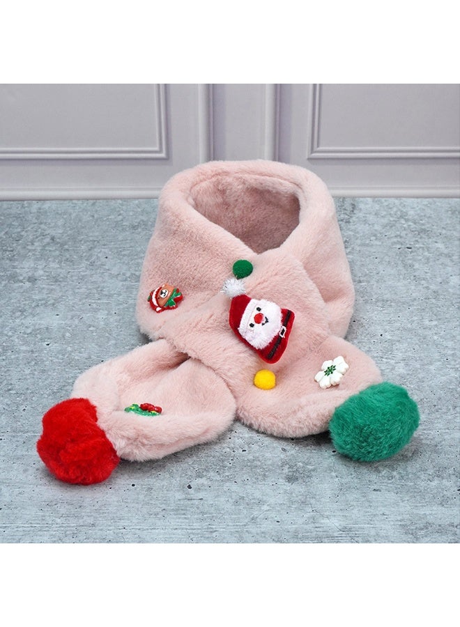 LITTLE SURPRISE BOX 2Pcs Pink Santa Christmas Themed Winter Cap Beanie With Matching Long Style Neck Muffler For Kids - Image 3