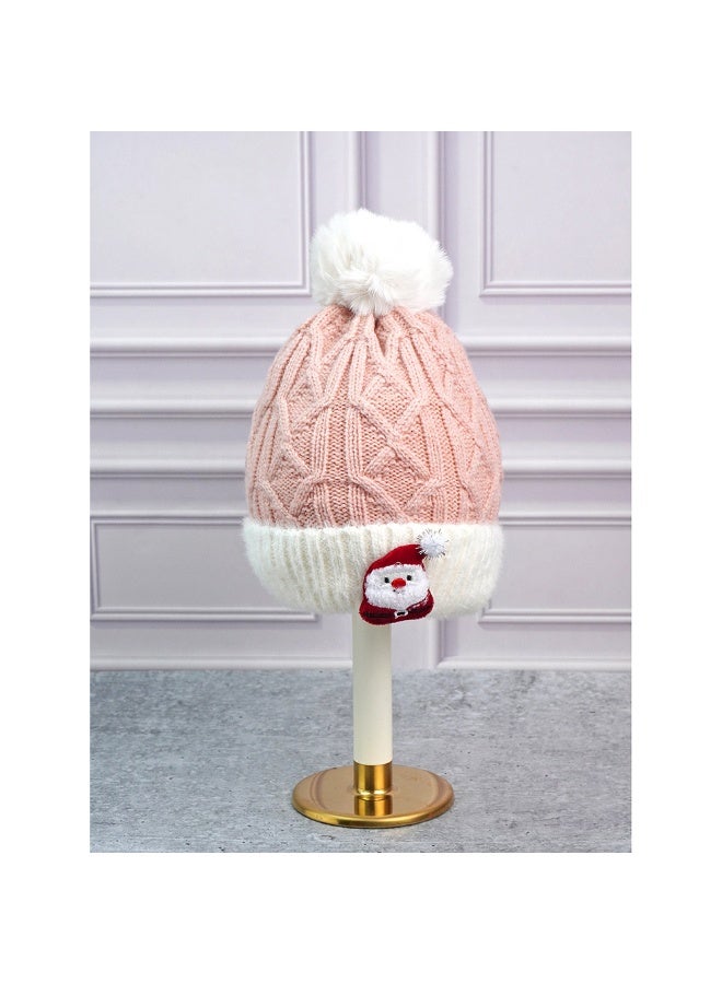 LITTLE SURPRISE BOX 2Pcs Pink Santa Christmas Themed Winter Cap Beanie With Matching Long Style Neck Muffler For Kids - Image 4