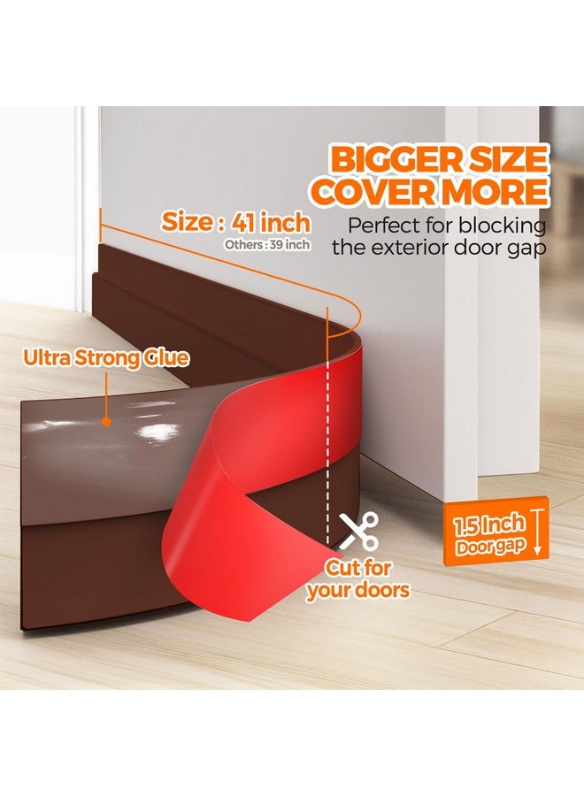 Holikme Door Draft Stopper Under Door Draft Blocker Insulator Doors Sweep Weather Stripping Noise Stopper Strong Adhesive, Brown - Image 4