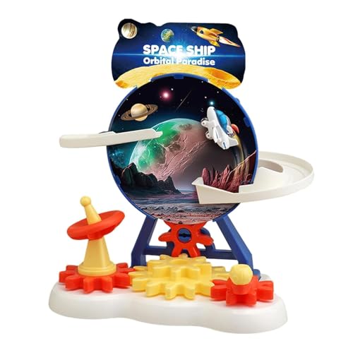 Brand Conquer space ship Slide Toy Set, Funny Automatic Stair-Climbing space ship Cartoon Race Track Set Little Lovely space ship Slide Toy Escalator Toy with Lights and Music(space ship ferris track) - Image 1