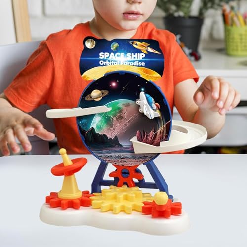 Brand Conquer space ship Slide Toy Set, Funny Automatic Stair-Climbing space ship Cartoon Race Track Set Little Lovely space ship Slide Toy Escalator Toy with Lights and Music(space ship ferris track) - Image 4