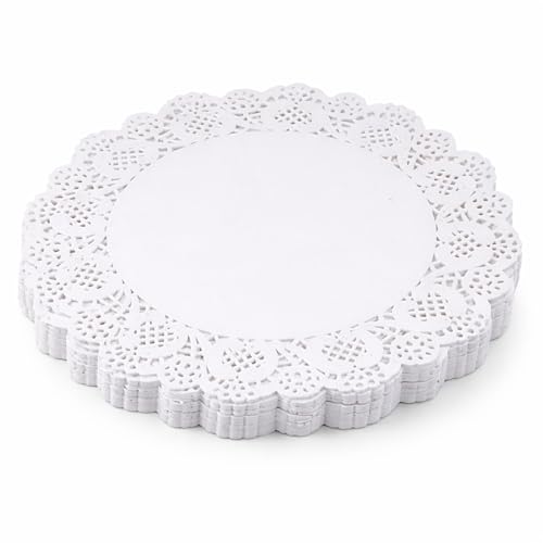 Sakoraware Paper Doilies 100 Count 7.5 Inch White Lace Round | Disposable Placemats Cake Liners Tea Coasters & Table Decor for Birthday Wedding Party Events - Image 1