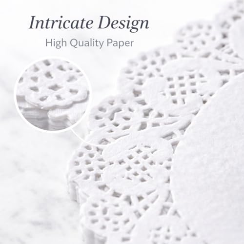 Sakoraware Paper Doilies 100 Count 7.5 Inch White Lace Round | Disposable Placemats Cake Liners Tea Coasters & Table Decor for Birthday Wedding Party Events - Image 3
