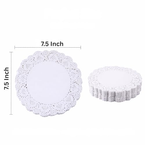 Sakoraware Paper Doilies 100 Count 7.5 Inch White Lace Round | Disposable Placemats Cake Liners Tea Coasters & Table Decor for Birthday Wedding Party Events - Image 2