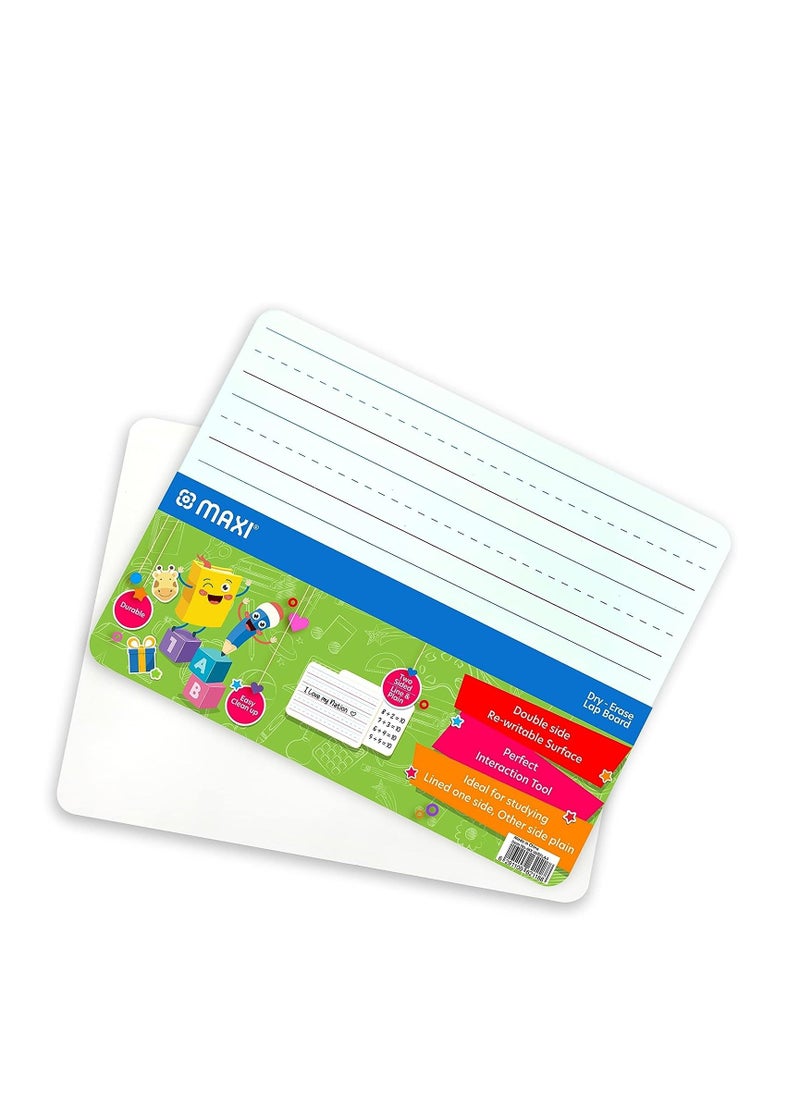 Maxi - Maxi Dry-Erase Frameless A4 Whiteboard,Double Sided-One Side With Lines For School Or Home Learning, Plain Drawing And Writing, White, Wfla4 - Image 1