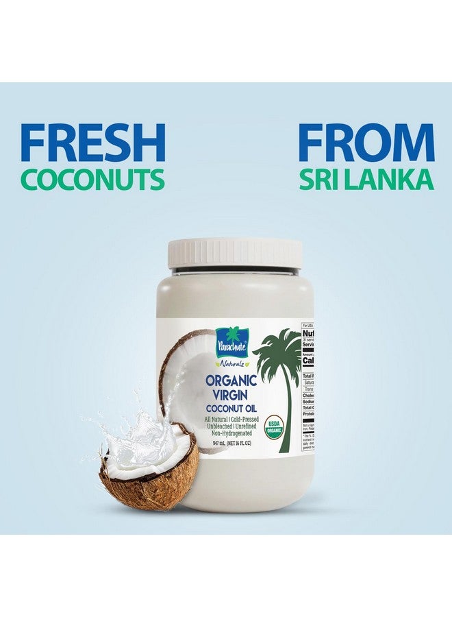 باراشوت زيت جوز الهند البكر من باراشوت ناتشورالز | زيت طهي عضوي 100%، وزيت للشعر وزيت للبشرة | معصور على البارد | معتمد من وزارة الزراعة الأمريكية | 32 أونصة سائلة | وعاء بلاستيكي - Image 4