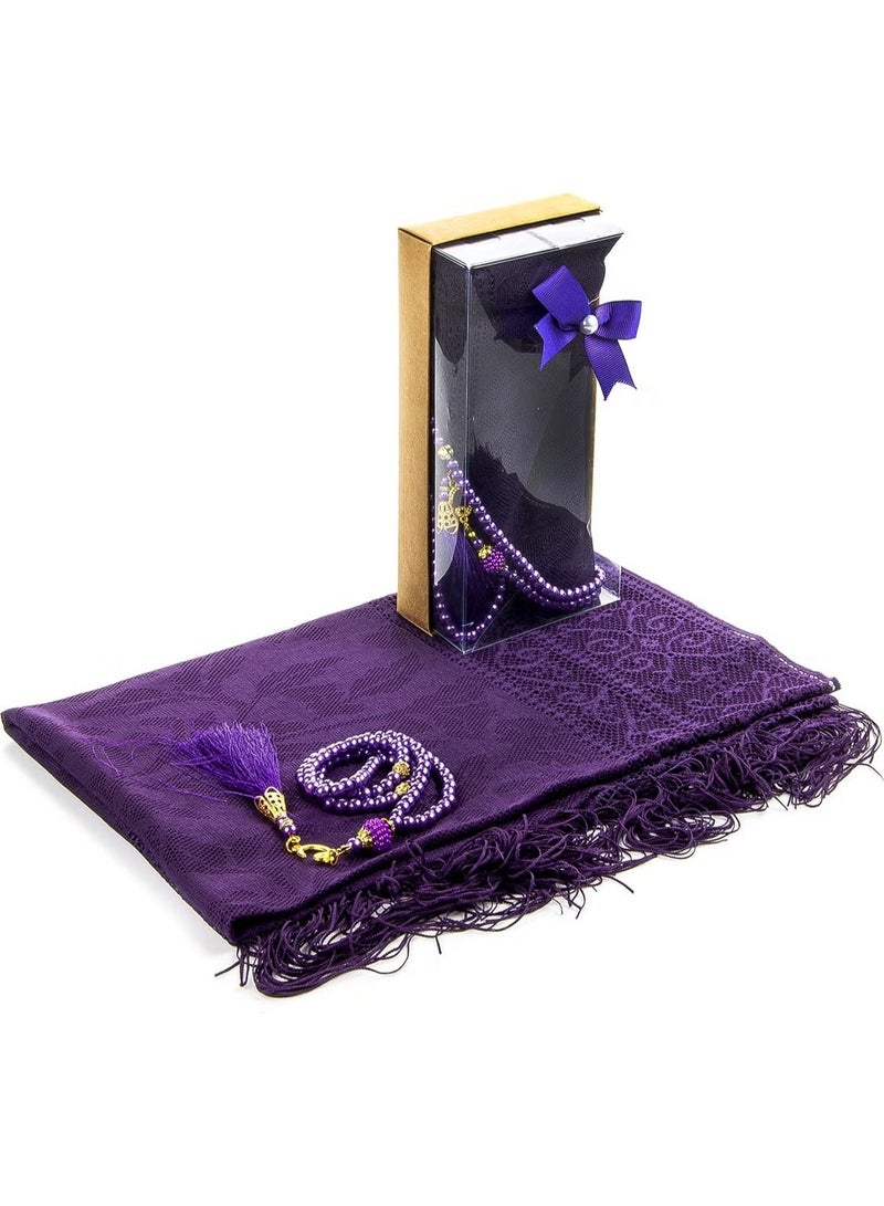 Ihvan Mevlid Gift Set - With Rosary - Shawl Covered - Purple Color - Image 1