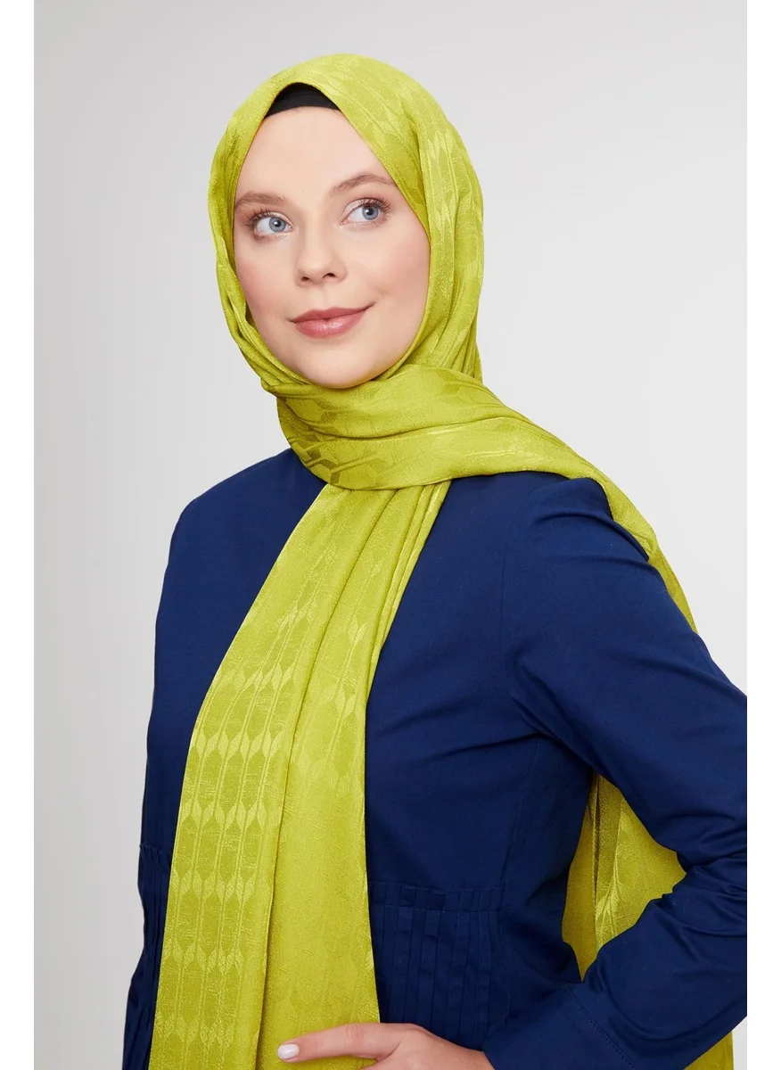 Levidor Lime Geometric Pattern Jacquard Janjan Shawl