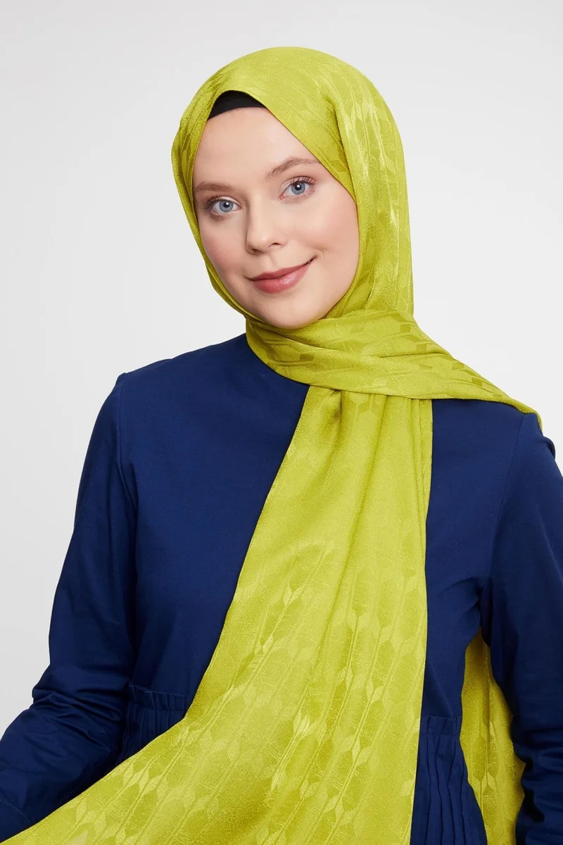 Levidor Lime Geometric Pattern Jacquard Janjan Shawl