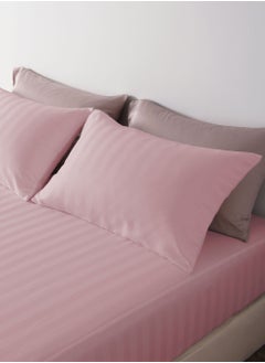 Master Home Textile King Microfiber Sheet Set, King Size 3 Pieces, Hotel Stripes design  - Image 3