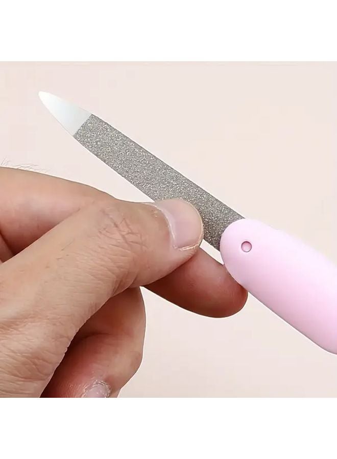 Foldable Nail File 3 Pcs Pink Green White Double Sided Frosted ABS Manicure Tool - Image 3