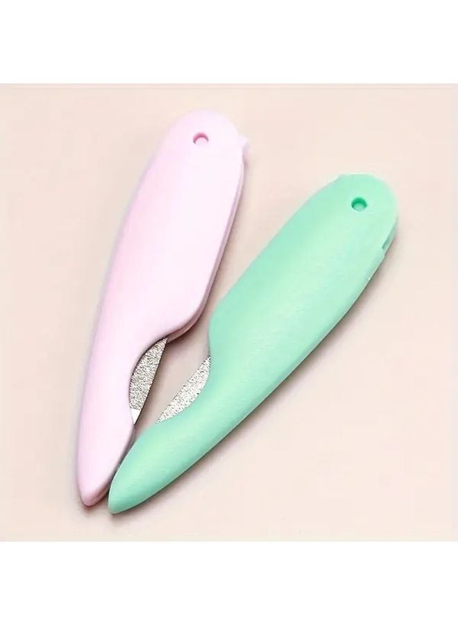 Foldable Nail File 3 Pcs Pink Green White Double Sided Frosted ABS Manicure Tool - Image 4