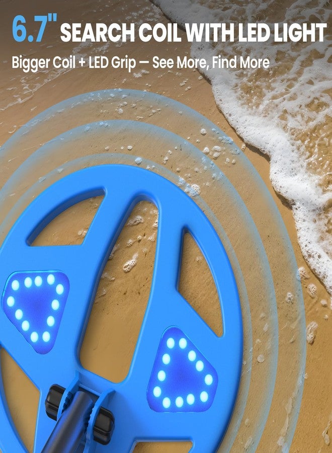 DR.ÖTEK Metal Detector for Kids with Color Screen and 6" Lighting Coil, Lightweight Kids Metal Detector with Smooth Rubber Handle, Great Gift for Boys and Girls, Blue - Image 3