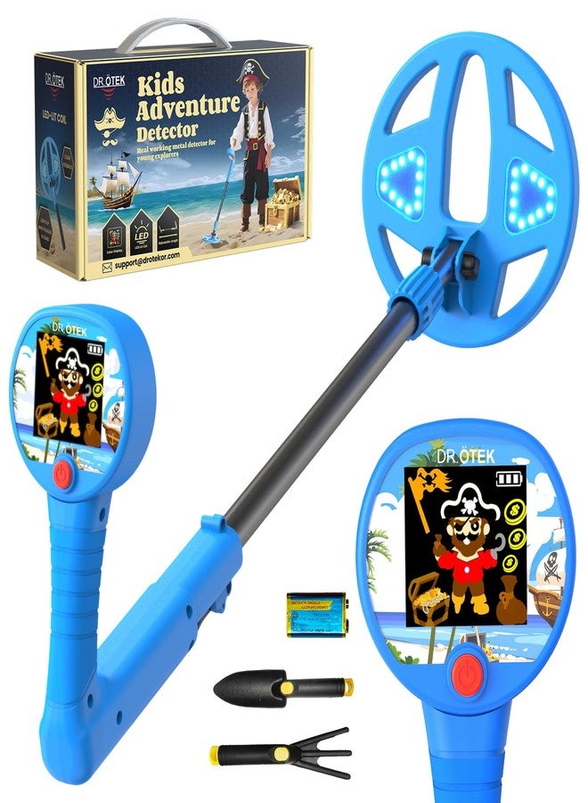 DR.ÖTEK Metal Detector for Kids with Color Screen and 6" Lighting Coil, Lightweight Kids Metal Detector with Smooth Rubber Handle, Great Gift for Boys and Girls, Blue - Image 1