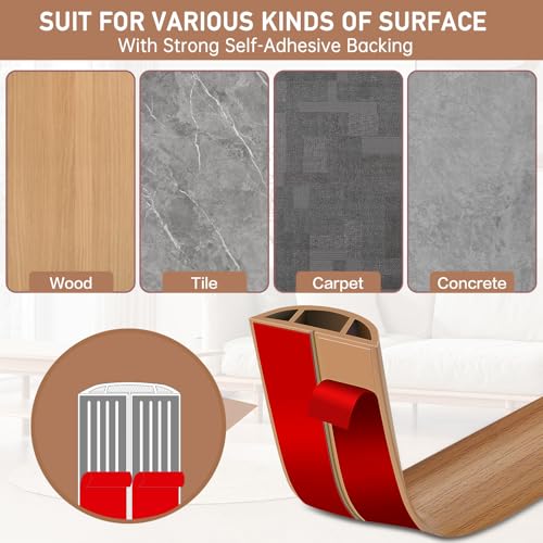 LSGCQ Floor Cord Cover Self Adhesive Cord Hider Floor Extension Cord Covers for Floor Power Cord Protector Cable Management Prevent Cable Trips Cable Cavity 0.47" W x 0.27" H (Light Brown Wood, 3.3Ft) - Image 4