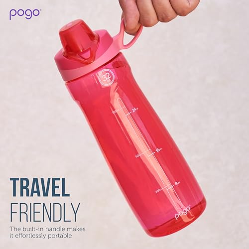 Pogo زجاجة ماء بلاستيكية خالية من BPA من بوجو مع غطاء شوج، وردي، 40 أونصة - Image 5