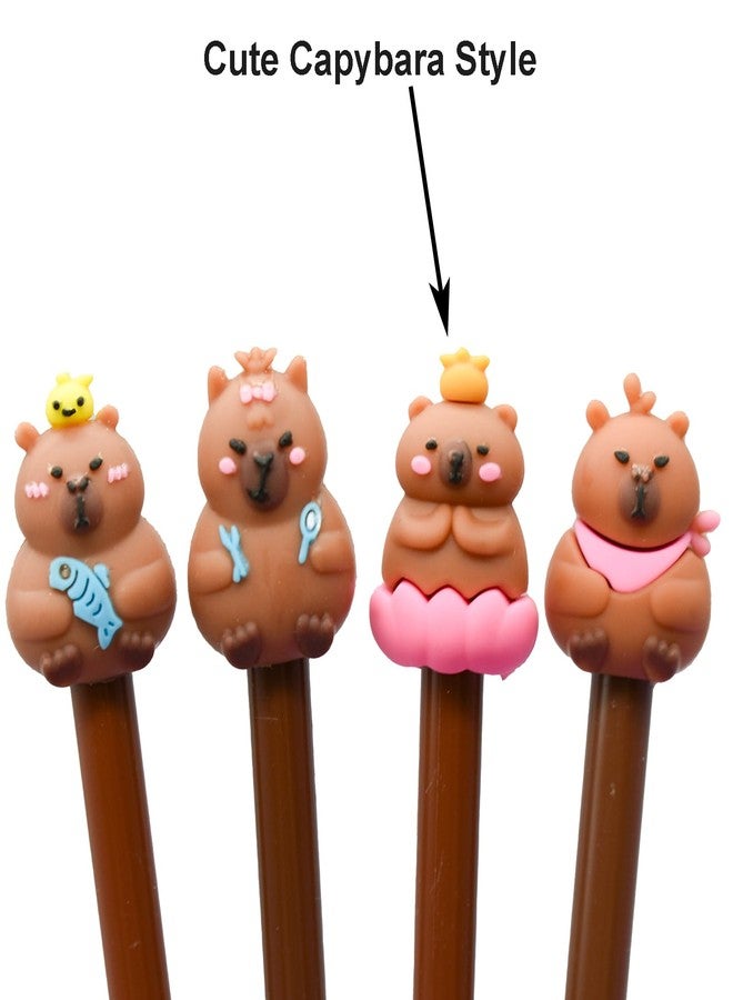 Maydahui 12 PCS Novelty Capybara Rollerball Gel Pens Cartoon Animal Pen Soft Silicone Black Ink for School Party Office - Image 3
