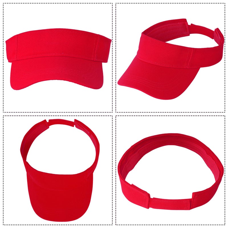 Marrywindix 1 Piece of Red Sport Wear Athletic Visor Sun Sports Visor Hat Visor Adjustable Cap for Women and Men (One Size) - Image 3