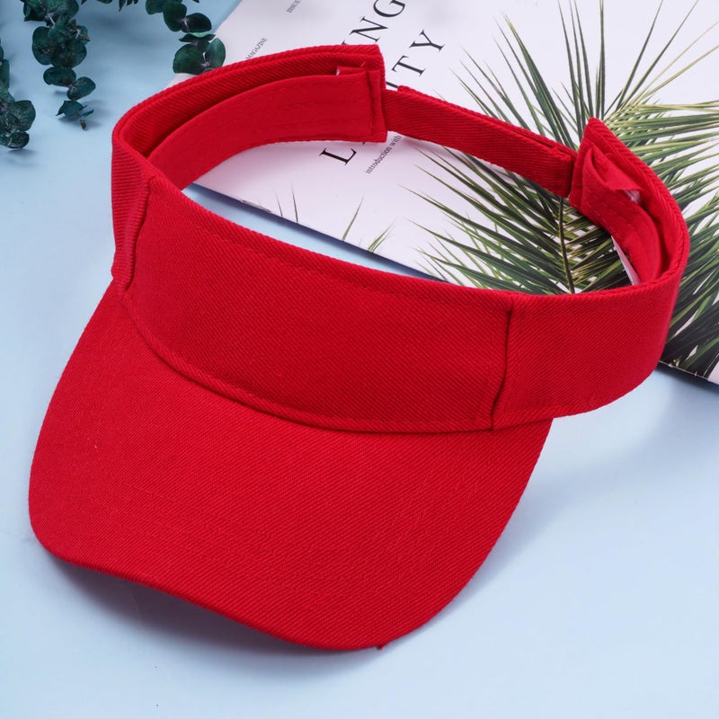 Marrywindix 1 Piece of Red Sport Wear Athletic Visor Sun Sports Visor Hat Visor Adjustable Cap for Women and Men (One Size) - Image 5