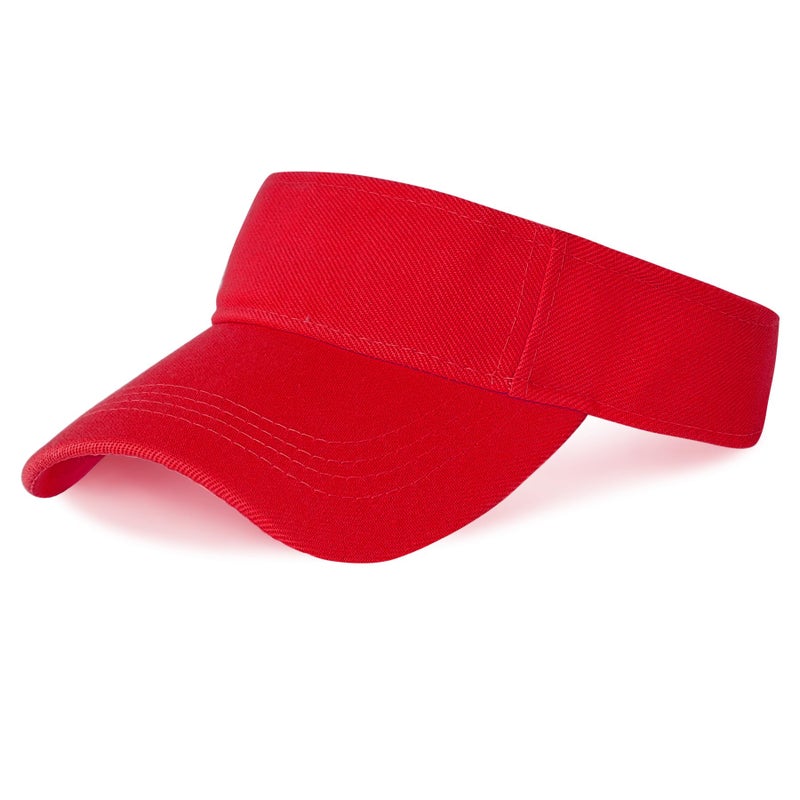 Marrywindix 1 Piece of Red Sport Wear Athletic Visor Sun Sports Visor Hat Visor Adjustable Cap for Women and Men (One Size) - Image 1
