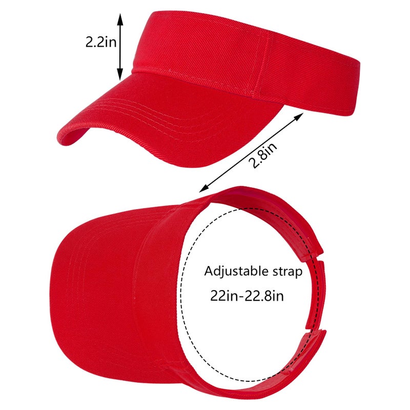 Marrywindix 1 Piece of Red Sport Wear Athletic Visor Sun Sports Visor Hat Visor Adjustable Cap for Women and Men (One Size) - Image 2