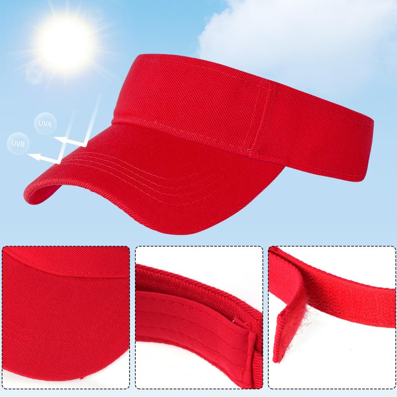 Marrywindix 1 Piece of Red Sport Wear Athletic Visor Sun Sports Visor Hat Visor Adjustable Cap for Women and Men (One Size) - Image 4