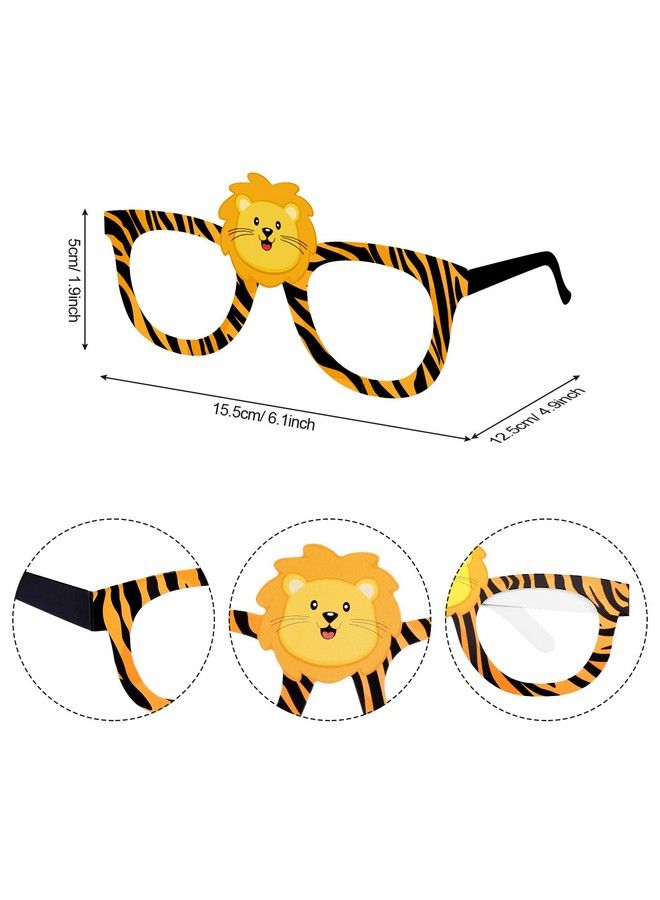 Konsait 24Pcs Safari Jungle Animal Birthday Sunglasses Party Favors Paper Glasses Animals Photo Booth Props For Kids Forest Costume Accessories Woodland Farmhouse Cospaly Baby Shower Party Supplies - Image 4