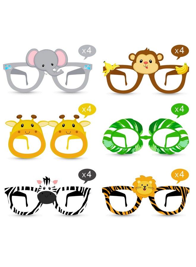 Konsait 24Pcs Safari Jungle Animal Birthday Sunglasses Party Favors Paper Glasses Animals Photo Booth Props For Kids Forest Costume Accessories Woodland Farmhouse Cospaly Baby Shower Party Supplies - Image 3