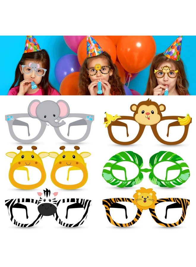 Konsait 24Pcs Safari Jungle Animal Birthday Sunglasses Party Favors Paper Glasses Animals Photo Booth Props For Kids Forest Costume Accessories Woodland Farmhouse Cospaly Baby Shower Party Supplies - Image 2