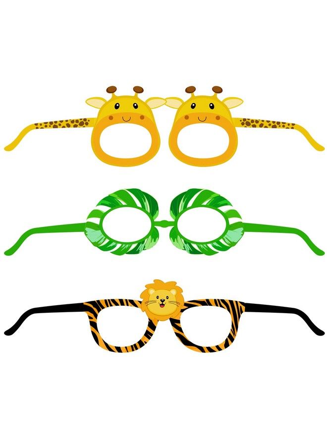 Konsait 24Pcs Safari Jungle Animal Birthday Sunglasses Party Favors Paper Glasses Animals Photo Booth Props For Kids Forest Costume Accessories Woodland Farmhouse Cospaly Baby Shower Party Supplies - Image 5