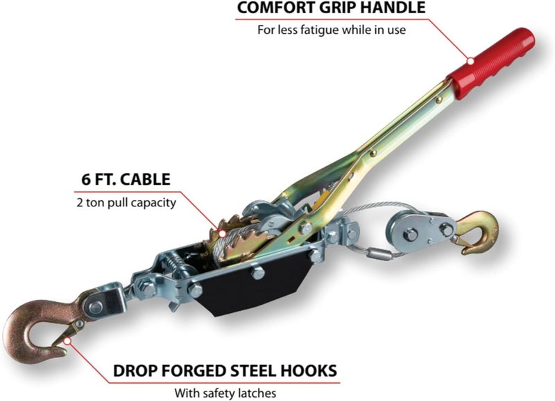 HELLARO 2-Ton Power Hand Winch Puller, Double Gear Winch Puller for Automotive, Construction, Farm, Ranch, Fences Uses - Image 5