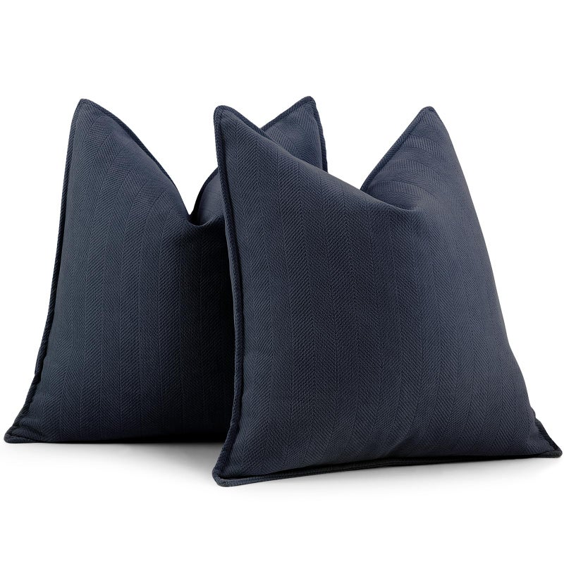 ZWJD Navy Pillow Covers 20x20 Set of 2 Chenille Throw Pillow Covers with Elegant Design Soft and Luxurious Decorative Throw Pillows for Couch, Bed, and Home Decor - Image 1