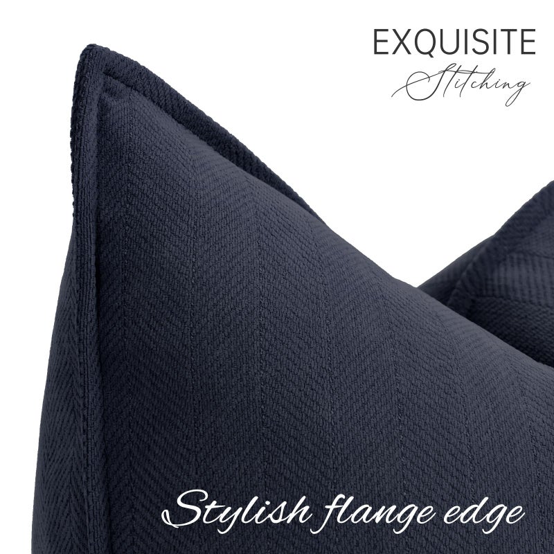 ZWJD Navy Pillow Covers 20x20 Set of 2 Chenille Throw Pillow Covers with Elegant Design Soft and Luxurious Decorative Throw Pillows for Couch, Bed, and Home Decor - Image 2