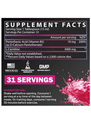 L-CARNITINE 3000 LIQUID STRAWBERRY WATERMELON 465ML 31 SERVINGS - view 5