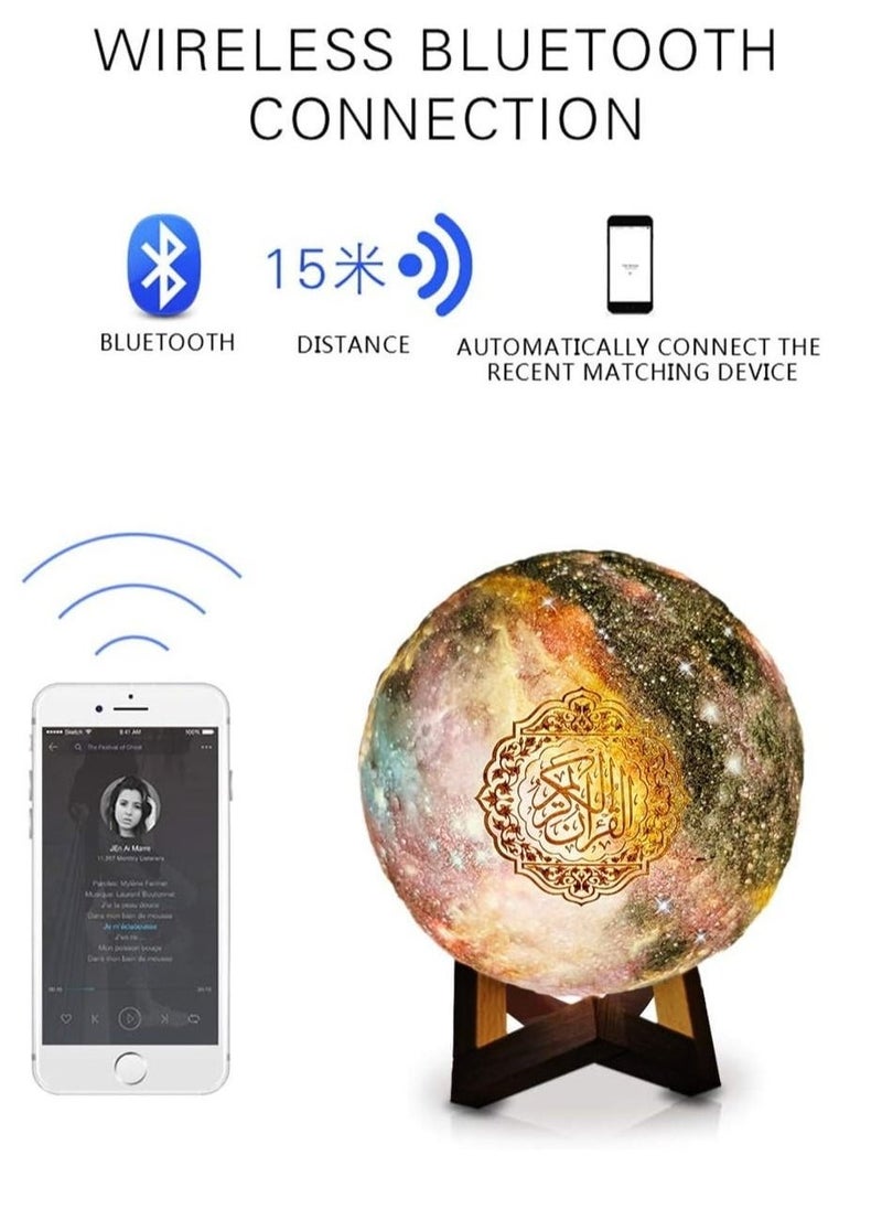 Moon Quran Speaker,Starry Moon Quran Lamp Bluetooth Speaker Lamp Quran Cuba with APP Control Quran Recitation, Eid Mubarak hajj Gifts - Image 5