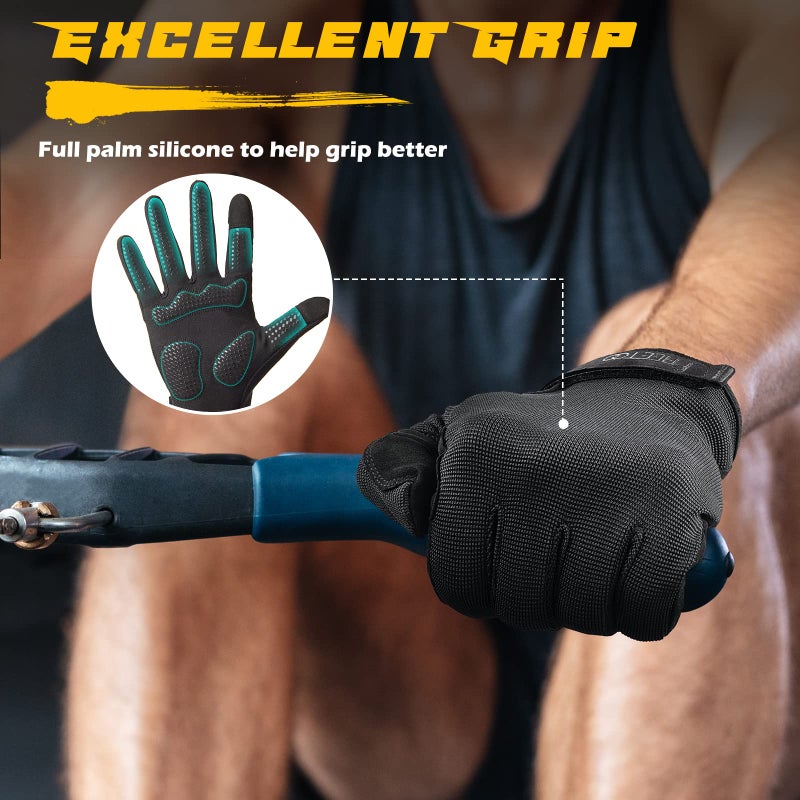 FREETOO Full-Finger Workout Gloves for Men, 【Excellent Grip】 【Palm Protection】 Padded Weightlifting Gloves Lightweight Gym Gloves Durable Training Gloves for Exercise Fitness (Touch Screen Friendly) - Image 2