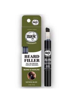 SoftSheen-Carson Magic Grooming Beard Filler Pencil Brush for Men, Waterproof, Fill in Patchy Beard & Cover Greys, Natural Black Shade, Black, 0.05 Fl Oz